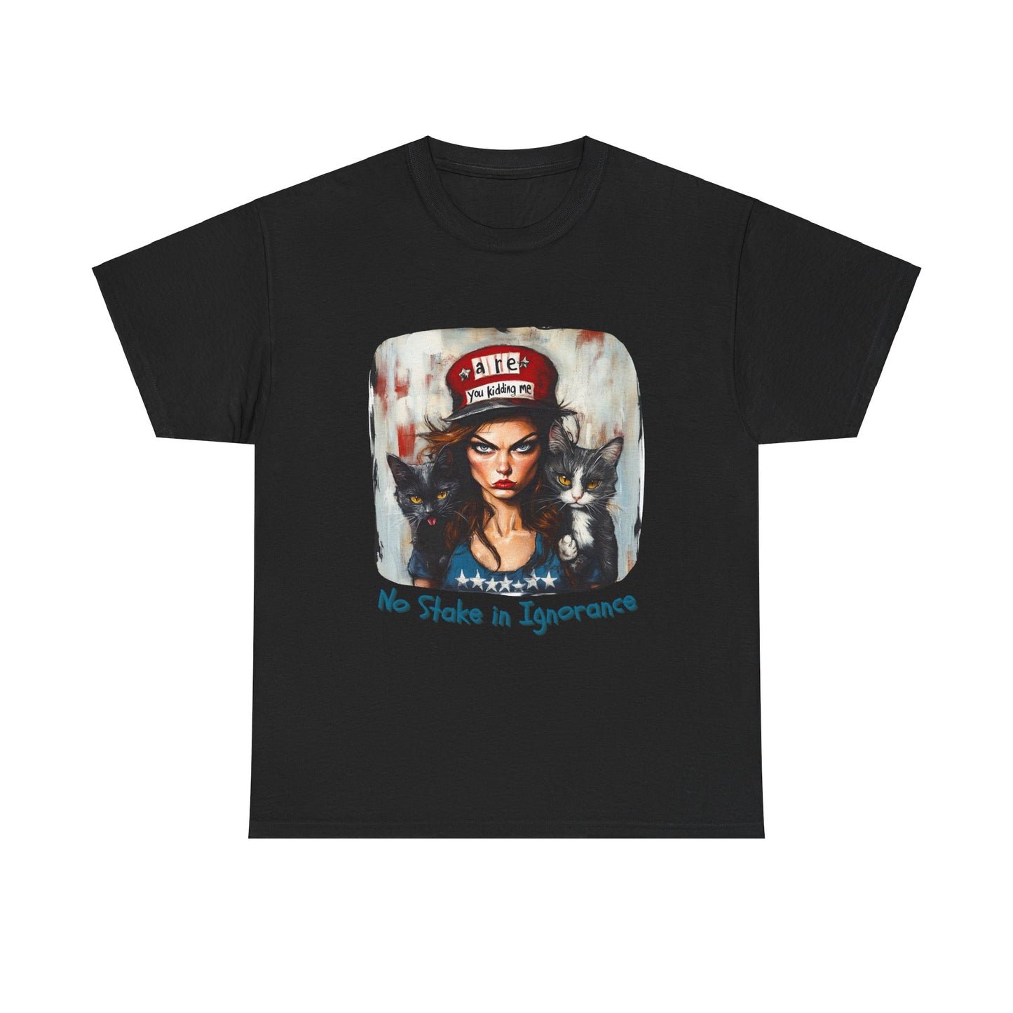 Childless Cat Lady Shirt - "No Stake in Ignorance" - , Say NO to Ignorance - Unisex Heavy Cotton Tee