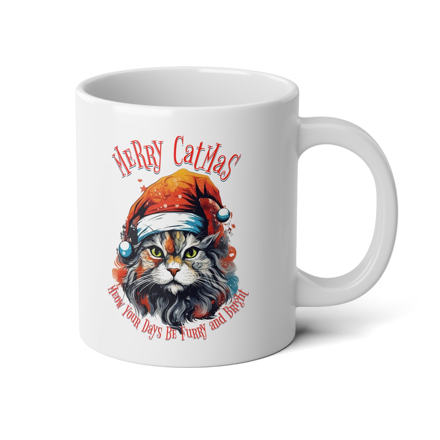Merry Catmas Mug, Cat Lovers Christmas Cat Gift, Cat Gift Mug, Jumbo 20 oz Mug XL Size Mug