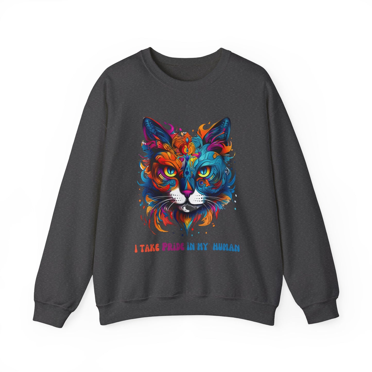 "I Take Pride in My Human" Pride Cat Sweatshirt, Cat Lovers Gift, Kitty Cat LGBTQ+ Shirt Unisex Sweatshirt Sweat Shirt, Many Colors