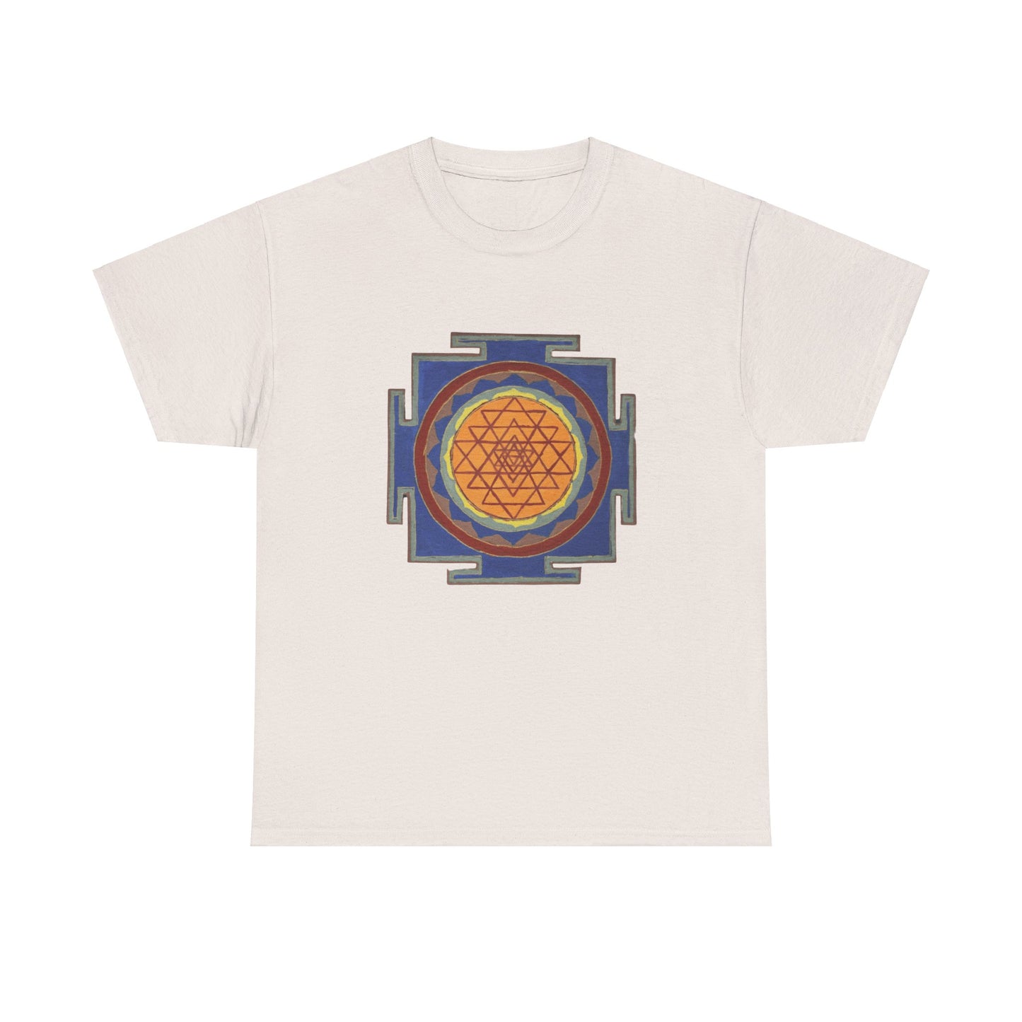 Antique Style Sacred Geometry, Sri Yantra Graphic Tee - Yoga, Zen, Meditation Gifts Heavy Cotton Graphic Tee T-Shirt