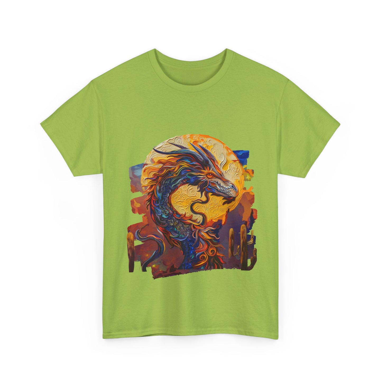 Desert Solar Dragon Graphic Tee - Dragon T-shirt - Dragon Lovers Unisex Heavy Cotton Tee T-Shirt