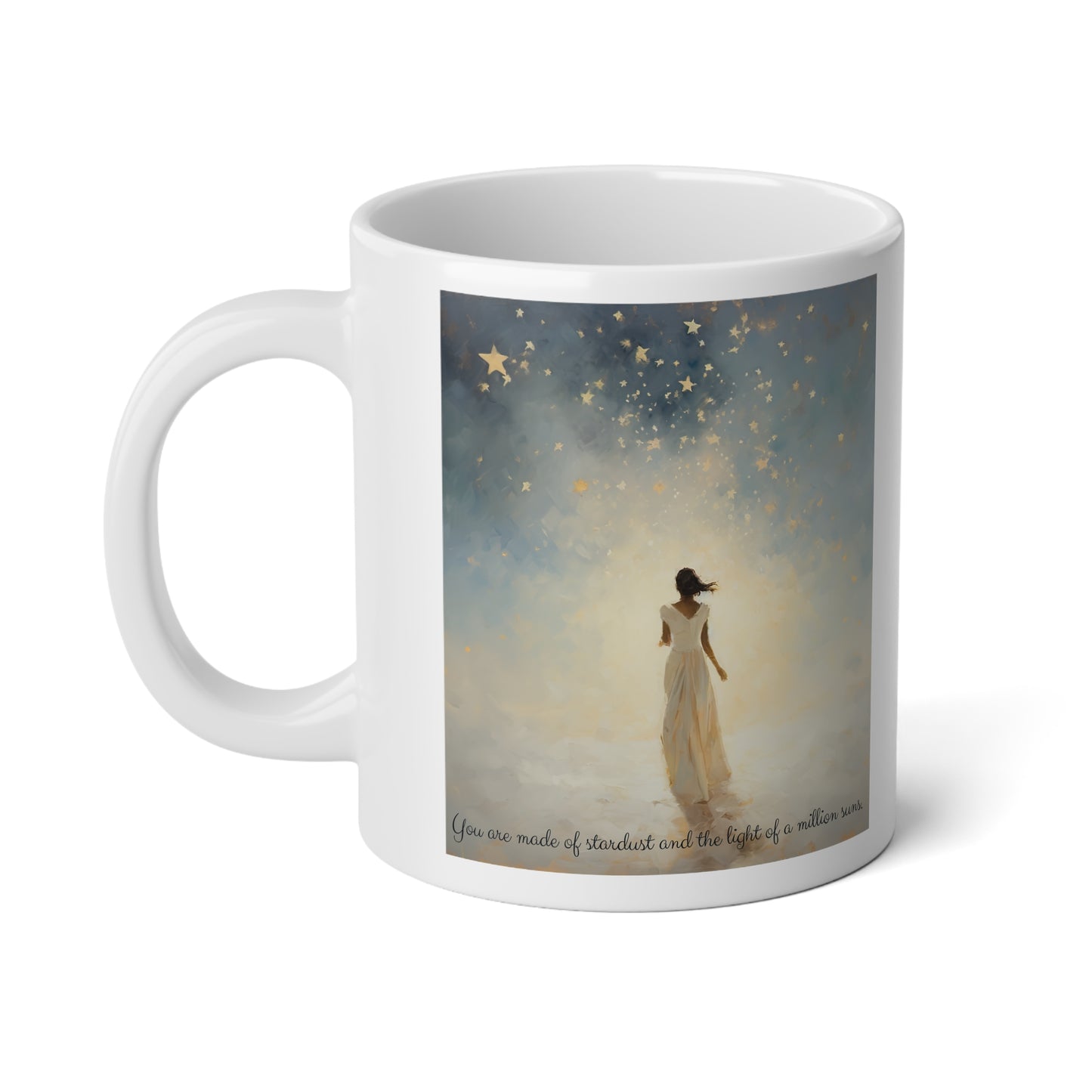 Stardust Spiritual Yoga Consciousness Gift Mug, Jumbo 20 oz Mug XL Size Mug Meditation Meditator Gift