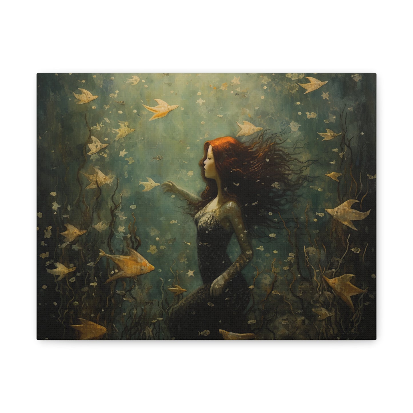 Mermaid Wall Art, Underwater Scene, Mystical Wall Art, Canvas, Kids or Adults Room, Creative Wall Art Painting Pastel