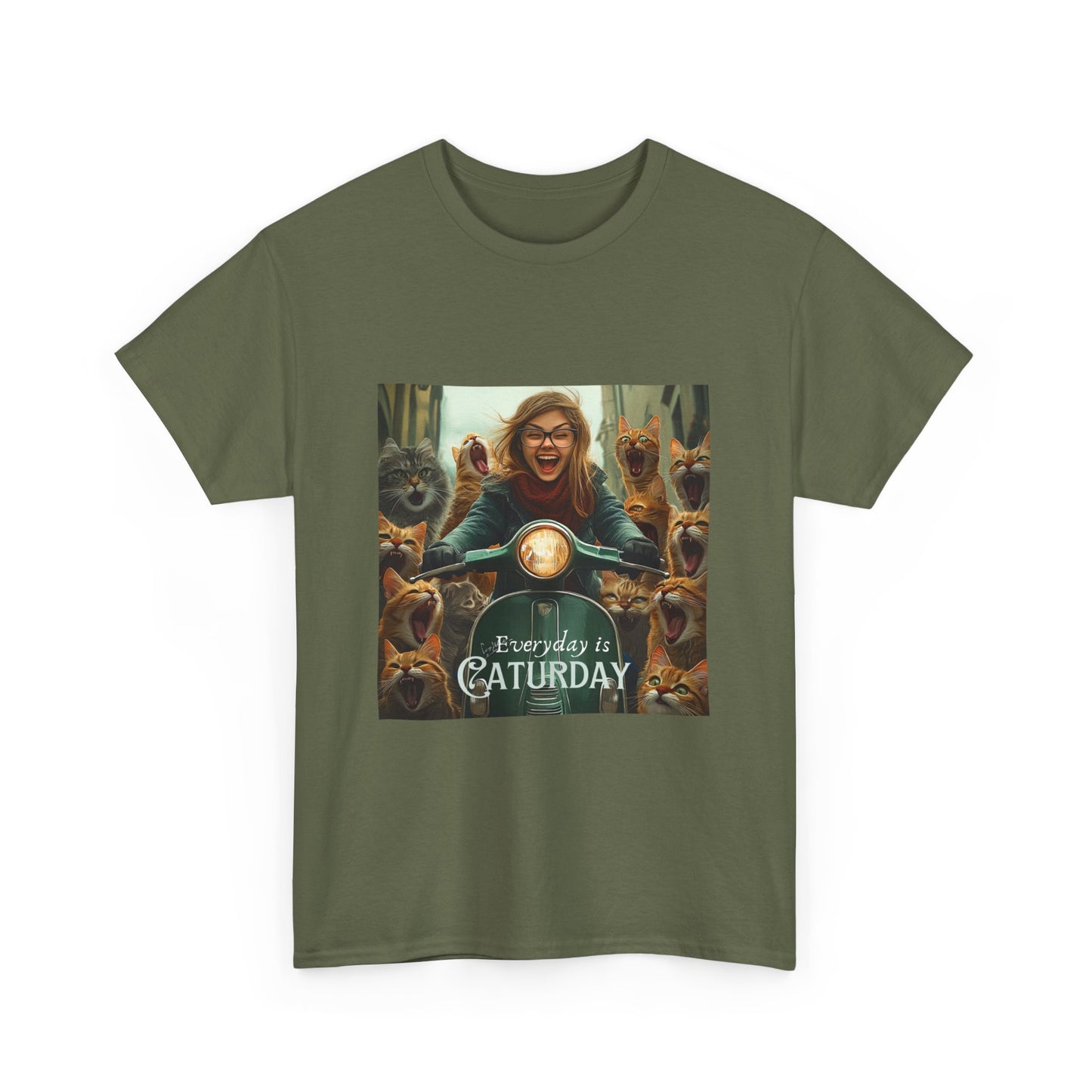 Childless Cat Lady Shirt - "Every Day is Caturday" - , Say NO to Ignorance -Unisex Heavy Cotton Tee