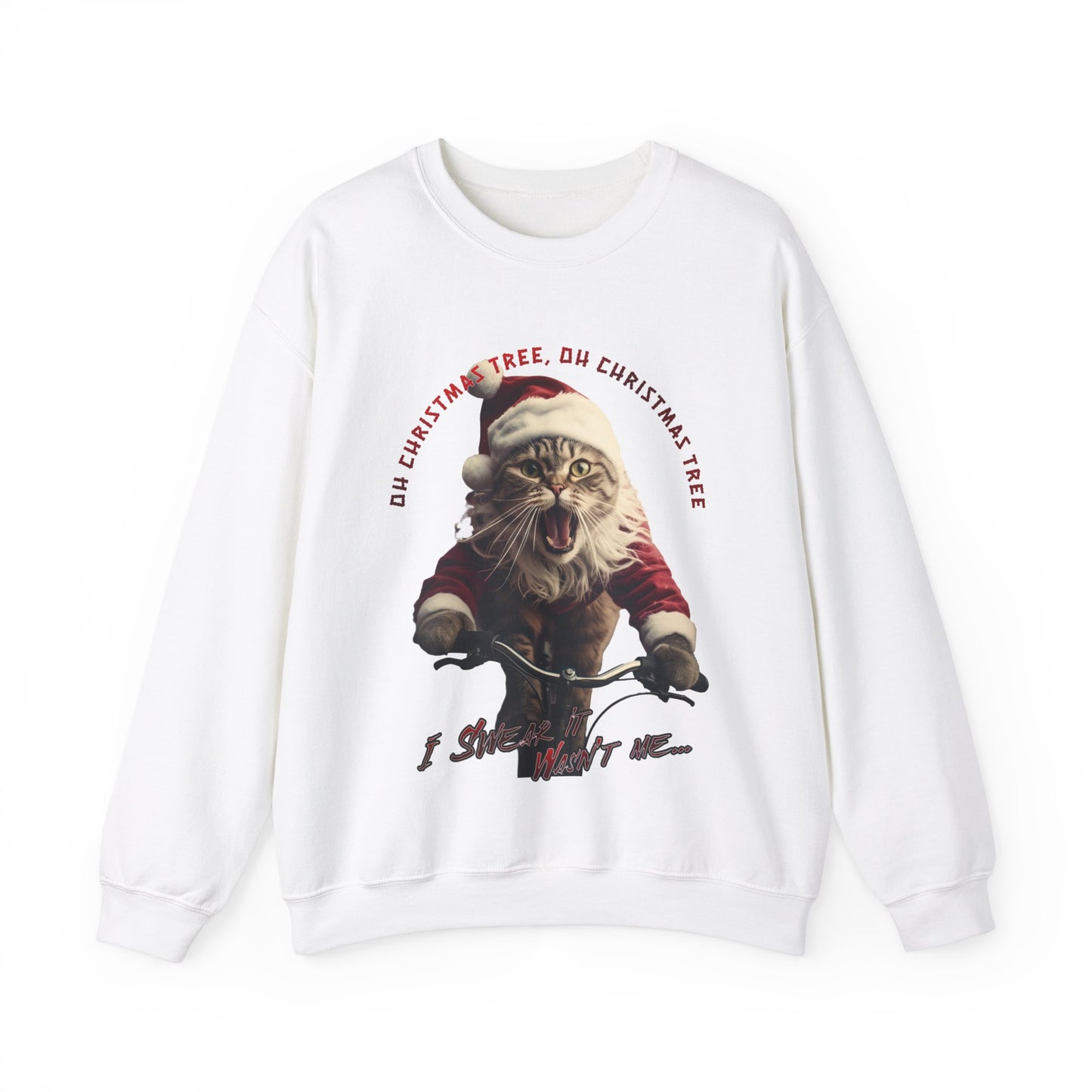Christmas Cat, Cats on Bikes, Christmas Caroling Cats - Unisex Long Sleeve Jersey Cotton Shirt Mens Women's Cat Gift Oh Christmas Tree