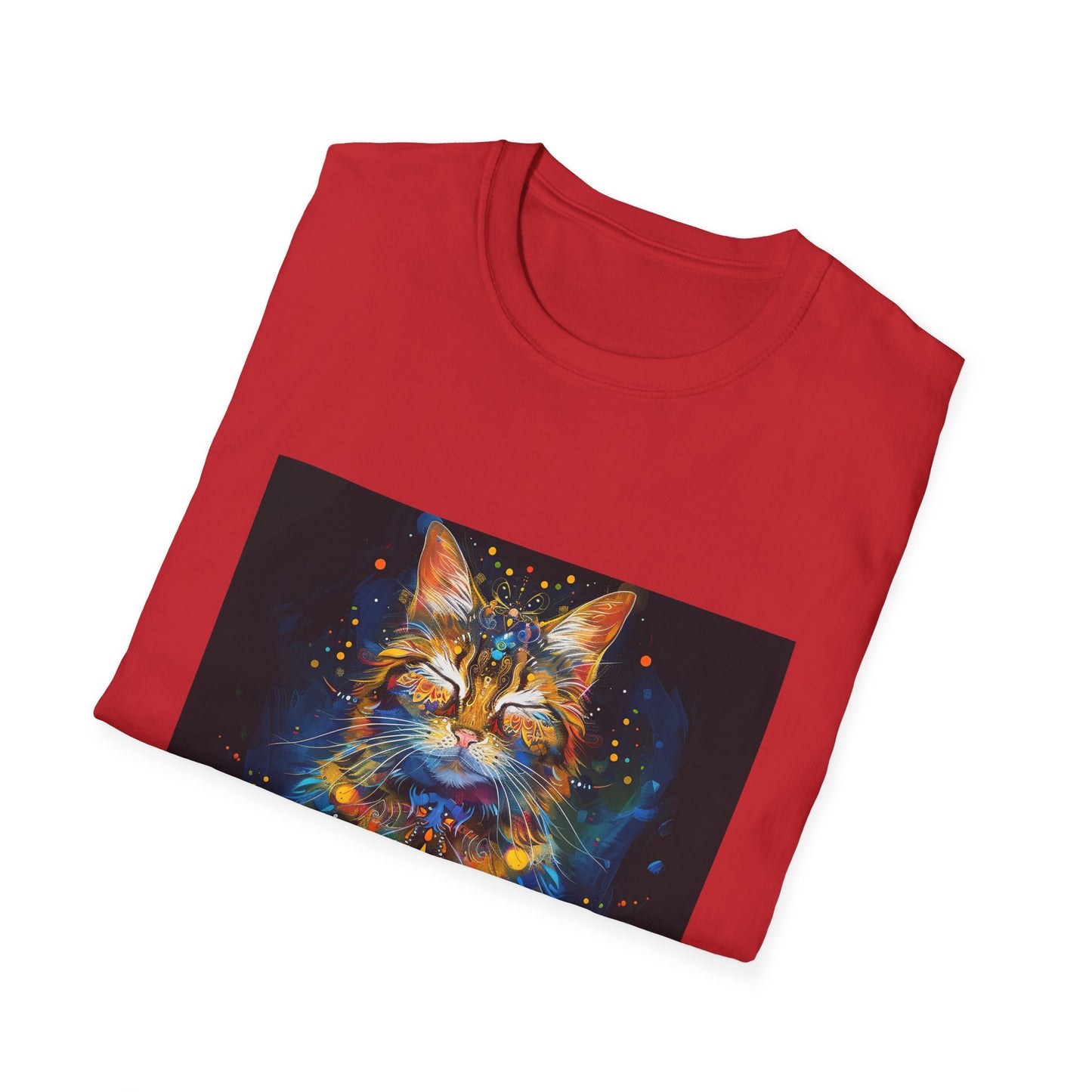 Meditating Cat Graphic Yoga Shirt, Cat Lover's Graphic Tee Graphic Unisex T- Shirt, T-Shirt Cat Lovers Gift Softstyle T-Shirt Tee Teeshirt Stylized Cat
