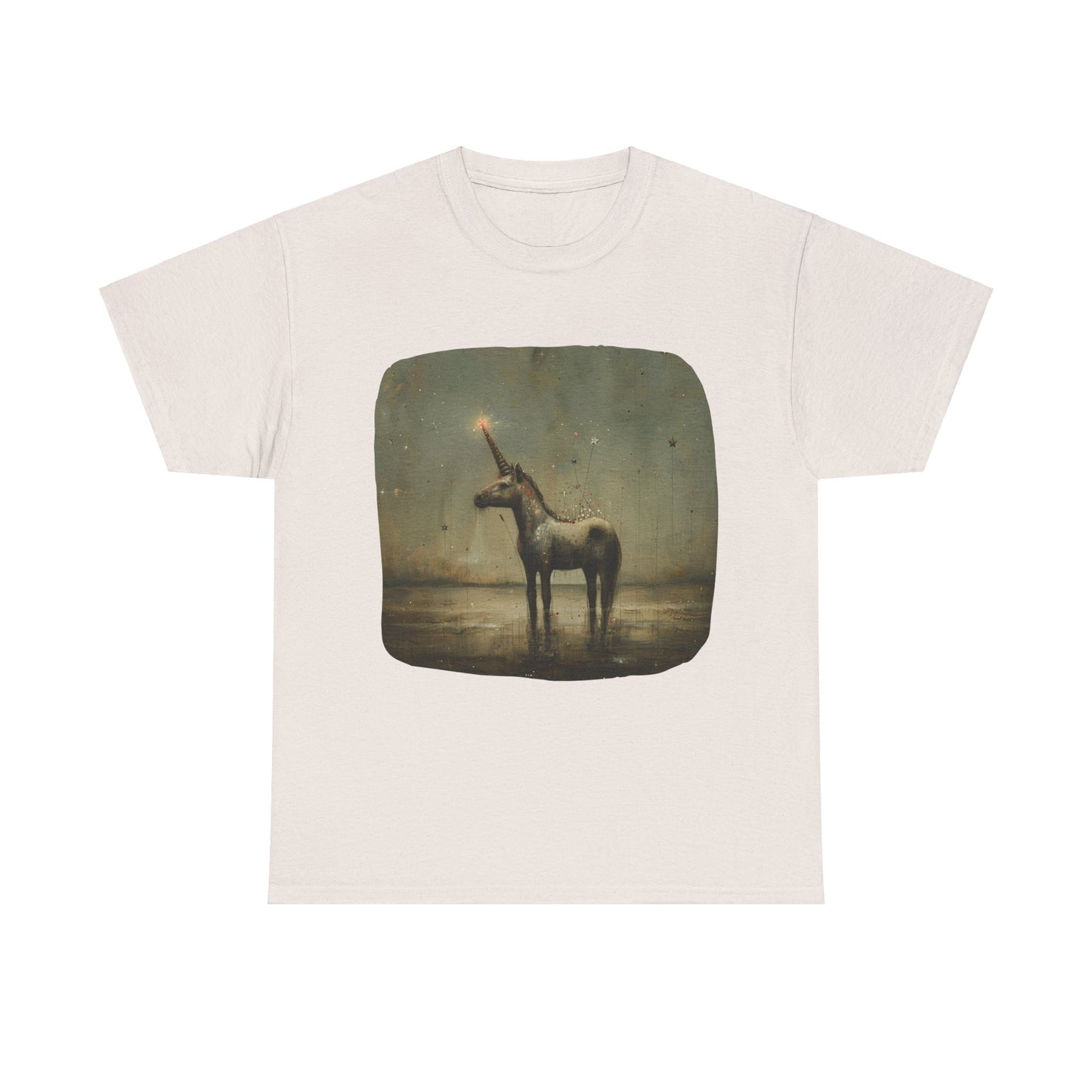 Dark Candlelit Unicorn Streetwear Unicorn Graphic T Tee - Unicorn Lovers Unisex Heavy Cotton Tee T-Shirt