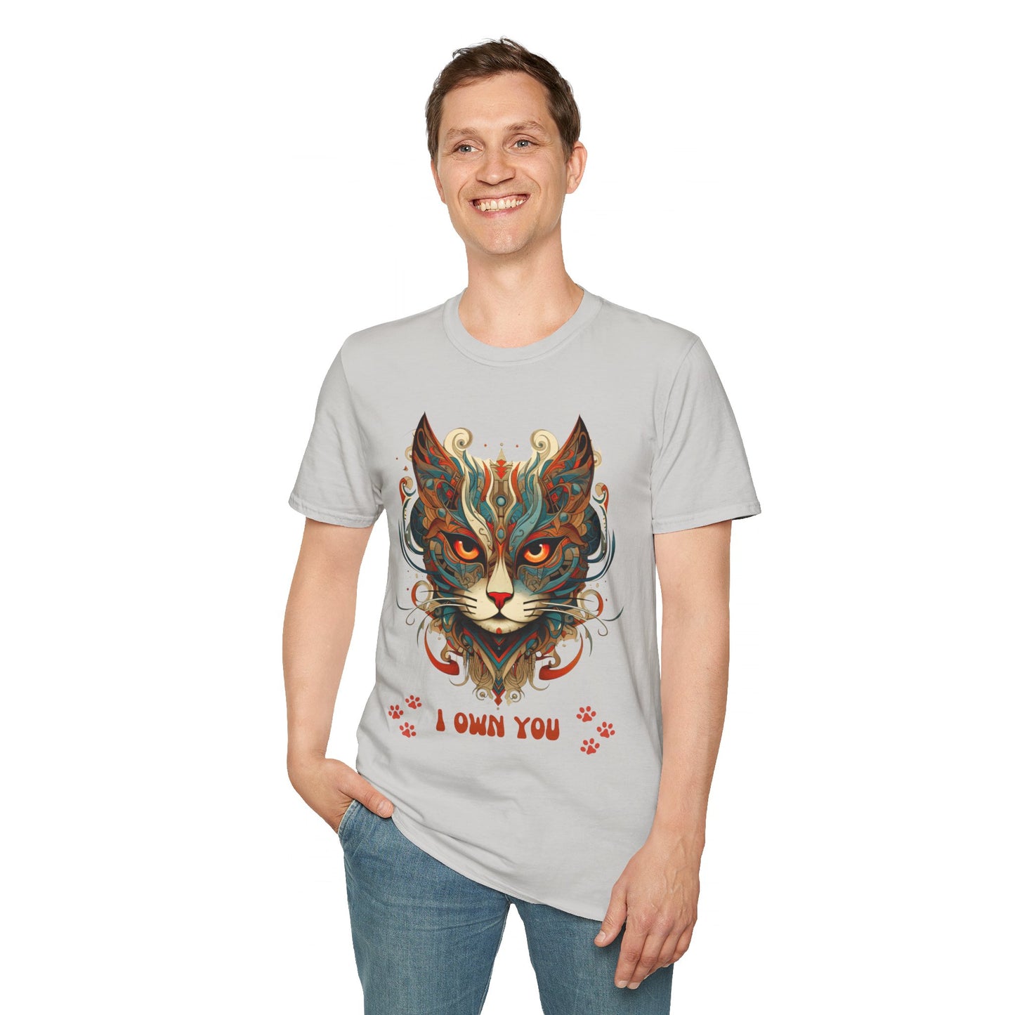 I Own You Cat Paws, Cat Lover's Gift Unisex Tee Shirt, T-Shirt Cat Lovers Gift Softstyle T-Shirt Tee Teeshirt Stylized Exotic Cat