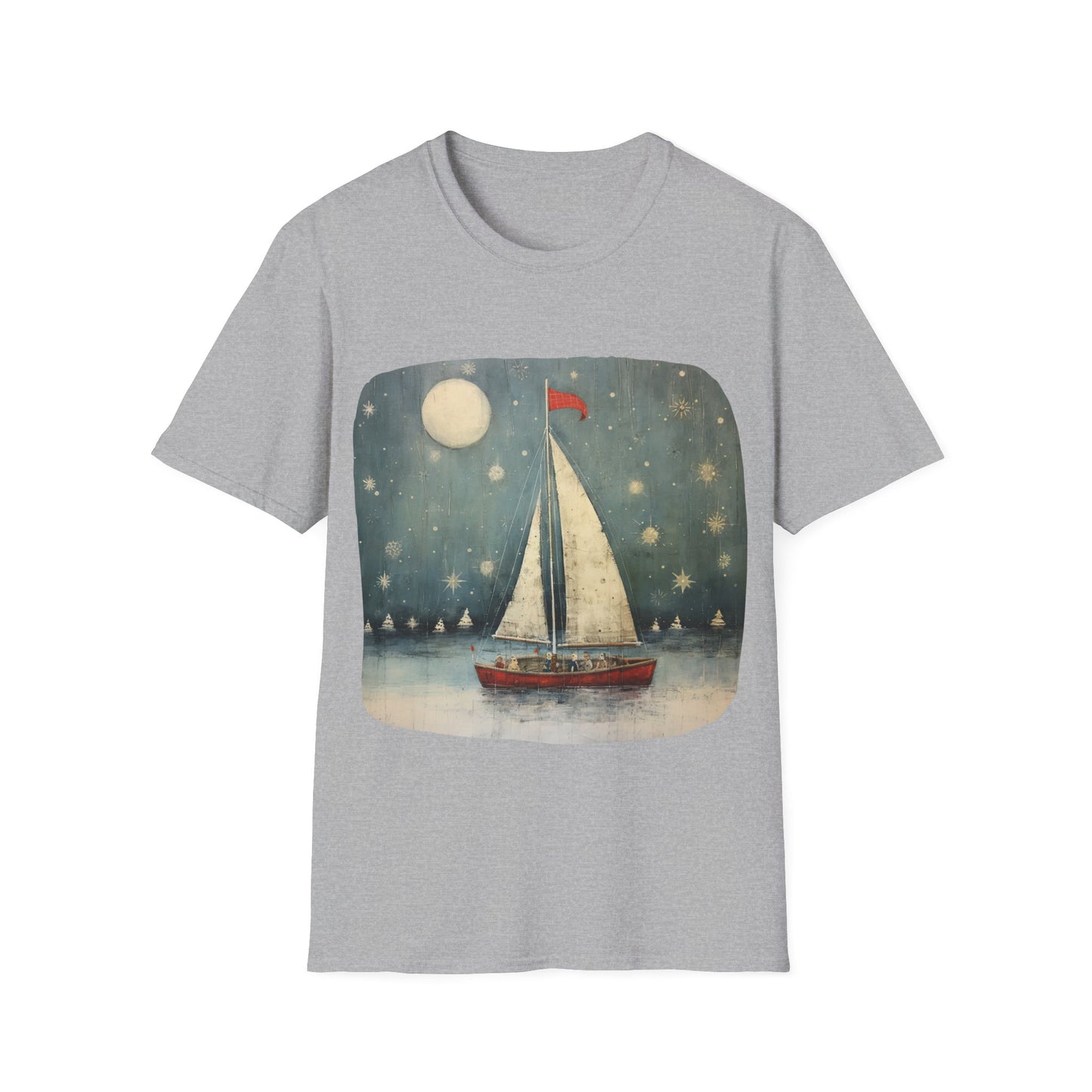 Christmas Nautical, Sailing Lover's Christmas Gift Unisex Tee Shirt, T-Shirt Sailing Gift Softstyle T-Shirt Tee Teeshirt Nautical Florida