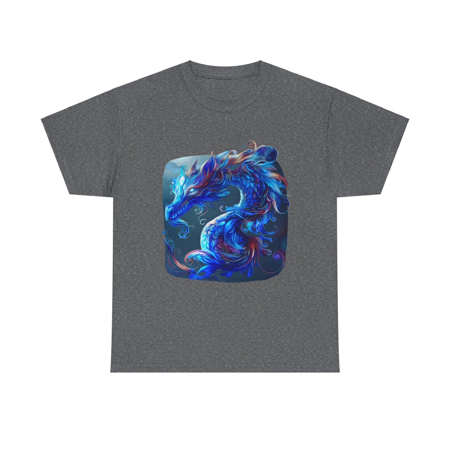 Blue Water Dragon Graphic Tee - Dragons T-shirt - Dragon Lovers Unisex Heavy Cotton Tee T-Shirt