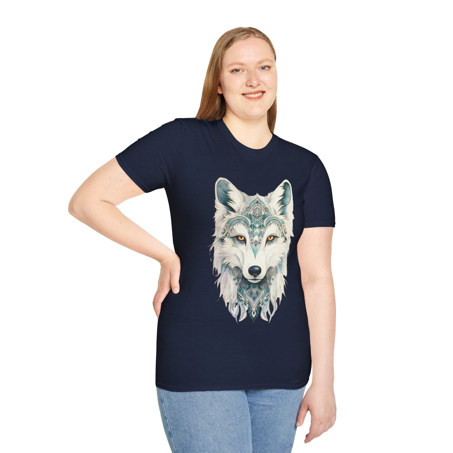 Snow Wolf, White Wolf Shirt, Lone Wolf Gift Unisex Tee Shirt, T-Shirt Wolf Totem Spirit Medicine Softstyle T-Shirt Tee Teeshirt