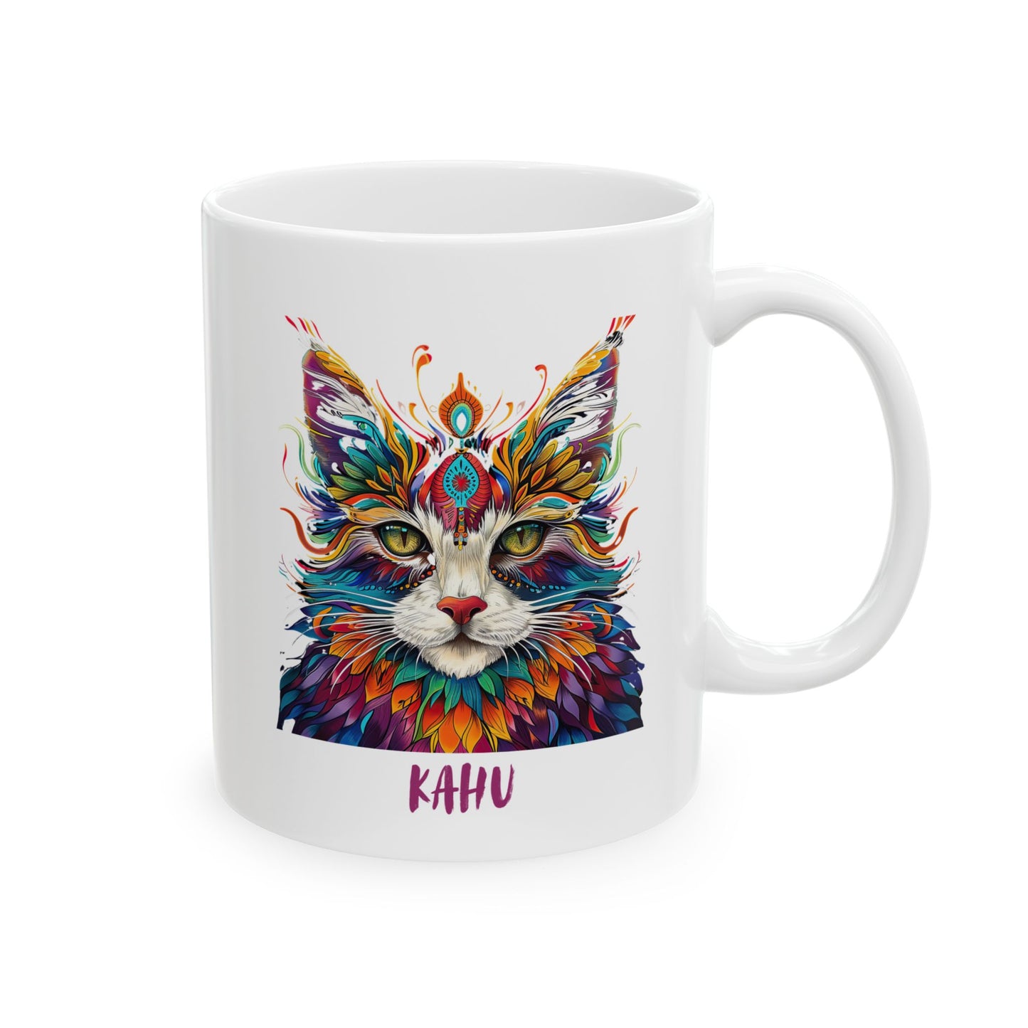 Kahu Cat Mug- More than a Pet Owner - a Kahu- Printed Art, Christmas Gift Ceramic Mug 11oz Colorful, Bright and Cheery
