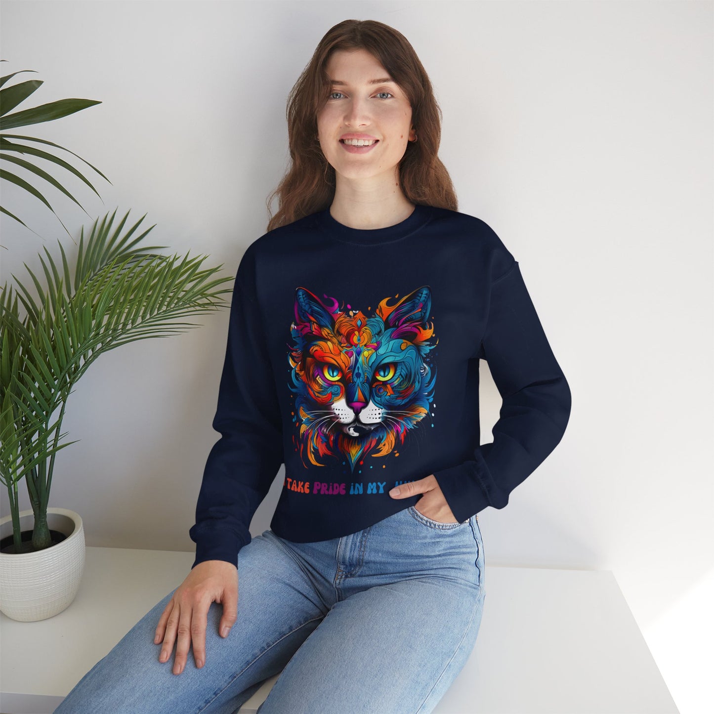 "I Take Pride in My Human" Pride Cat Sweatshirt, Cat Lovers Gift, Kitty Cat LGBTQ+ Shirt Unisex Sweatshirt Sweat Shirt, Many Colors