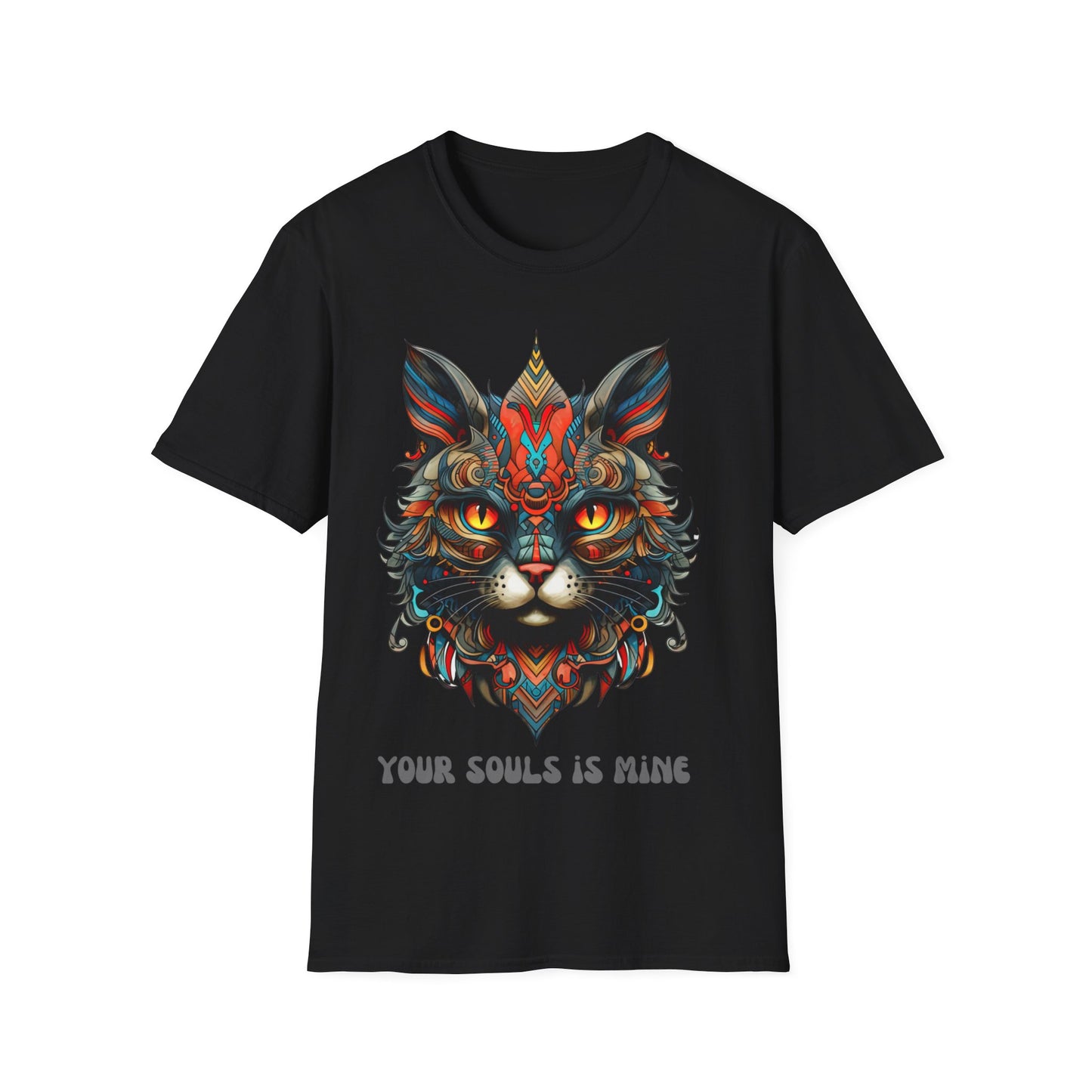 Your Soul is Mine Cat Lover's Unisex Tee Shirt, T-Shirt Cat Lovers Gift Softstyle T-Shirt Tee Teeshirt Stylized Exotic Cat
