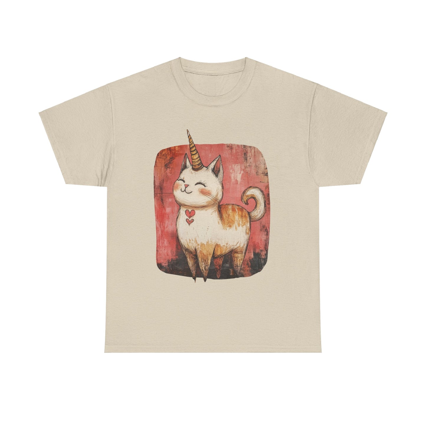 Adorable Kawaii Neko Unicorn Cat Graphic Tee - Cat Unicorn Mythical Creature Gift Unisex Adult Size Heavy Cotton Tee T-Shirt