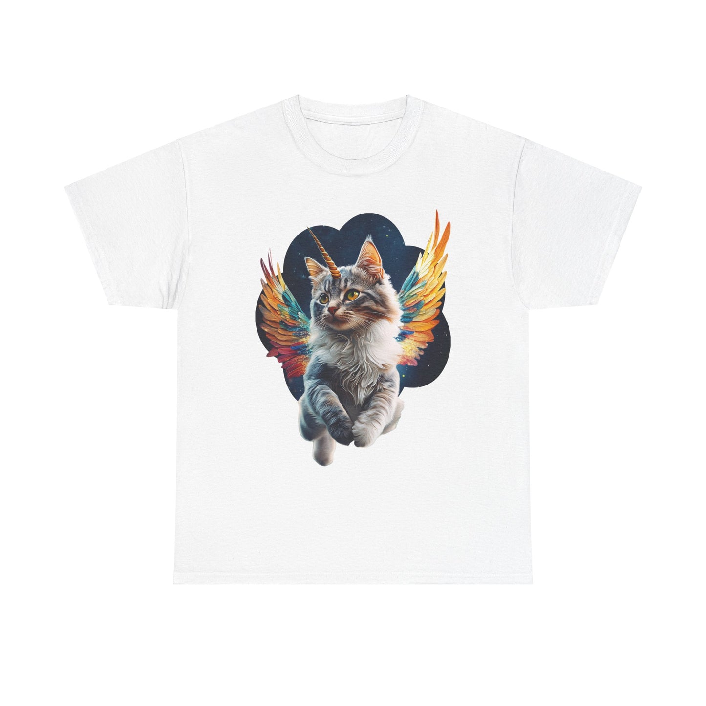 Unicorn Angel Cat, Cat Memorial Unicorn Angel Cat with Angel Wings Graphic Tee- Cat Gift Unisex Heavy Cotton Tee T-Shirt