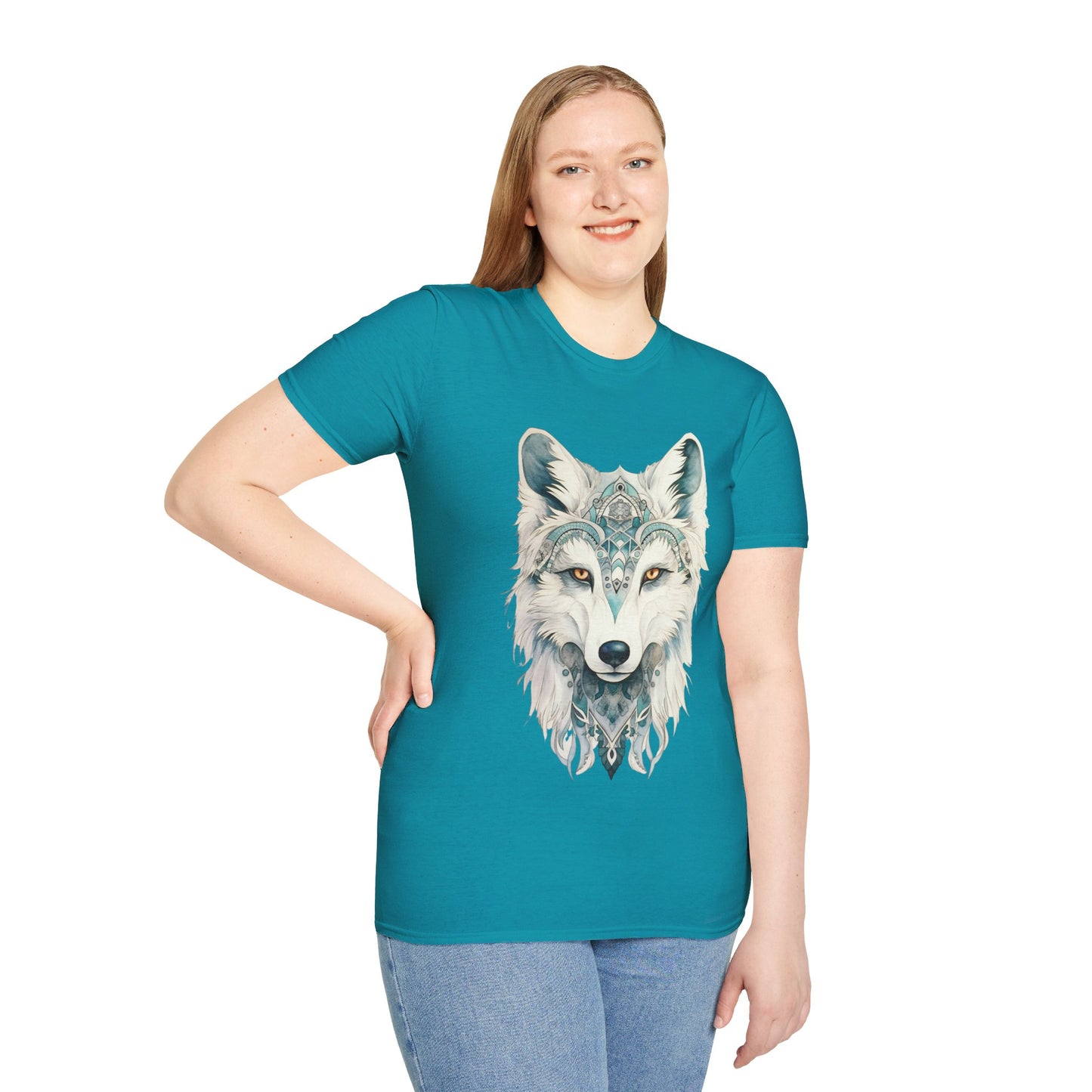 Snow Wolf, White Wolf Shirt, Lone Wolf Gift Unisex Tee Shirt, T-Shirt Wolf Totem Spirit Medicine Softstyle T-Shirt Tee Teeshirt