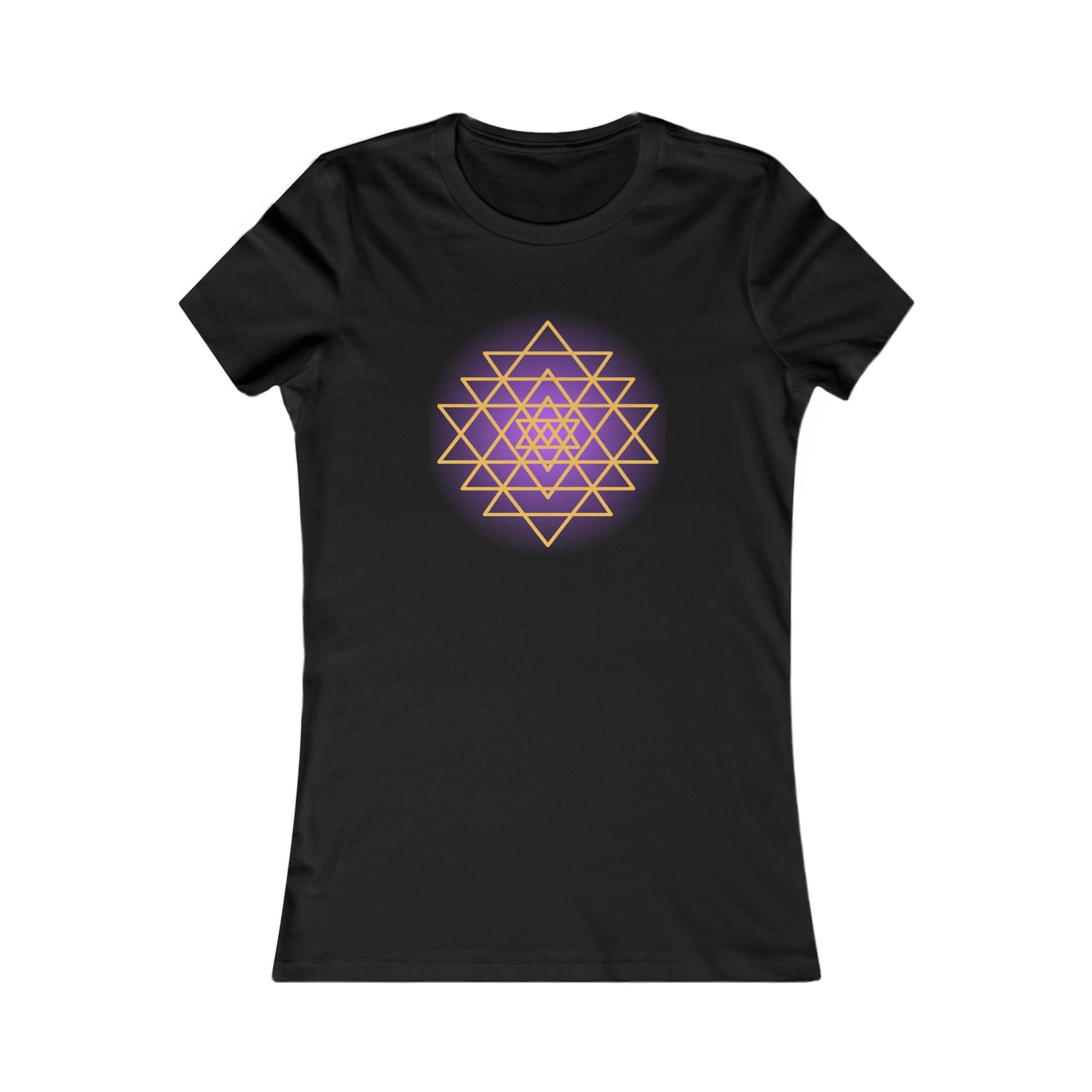 Sacred Geometry Sri Yantra -Purple Glow - Shree Yantra, Shri Chakra, Nava Chakra Shirt, Yoga Tees, Yoga Graphic T-shirt, Ladies Cut Graphic Tees