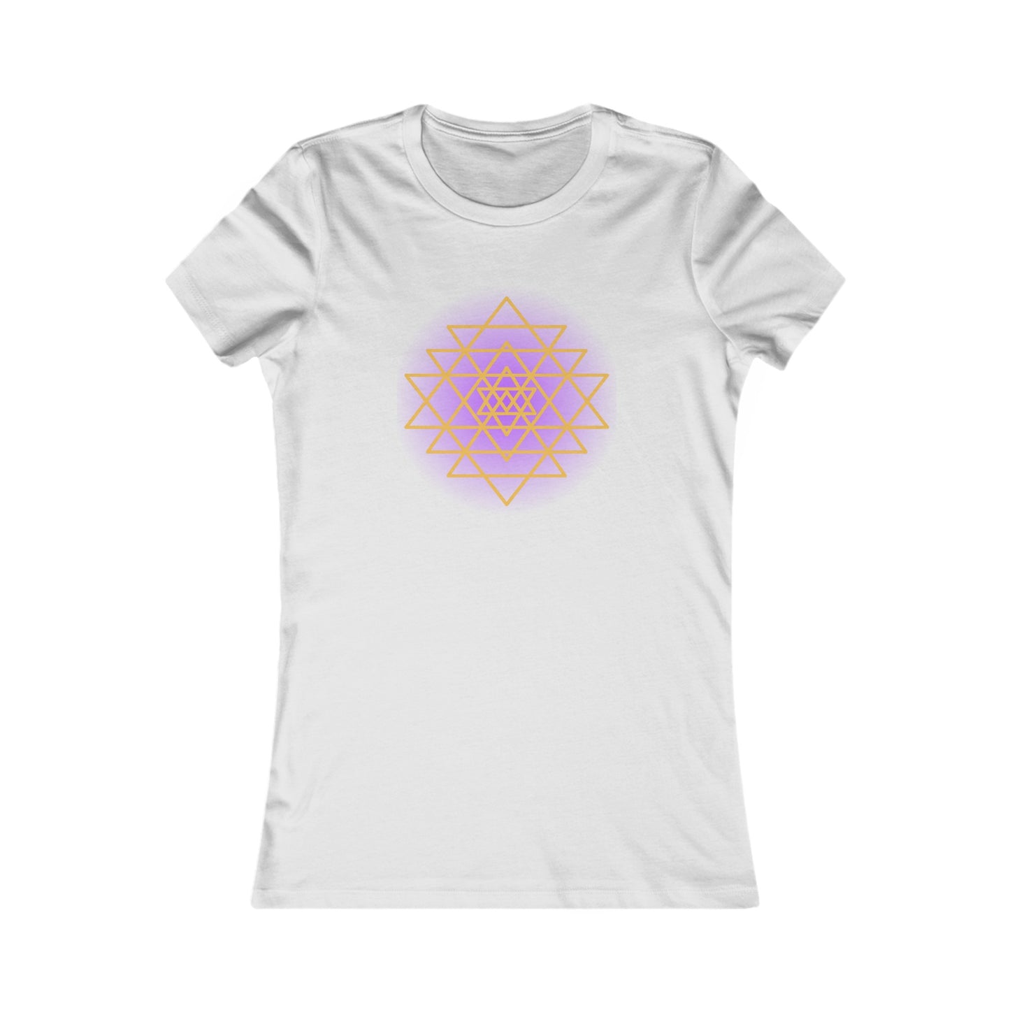 Sacred Geometry Sri Yantra -Purple Glow - Shree Yantra, Shri Chakra, Nava Chakra Shirt, Yoga Tees, Yoga Graphic T-shirt, Ladies Cut Graphic Tees