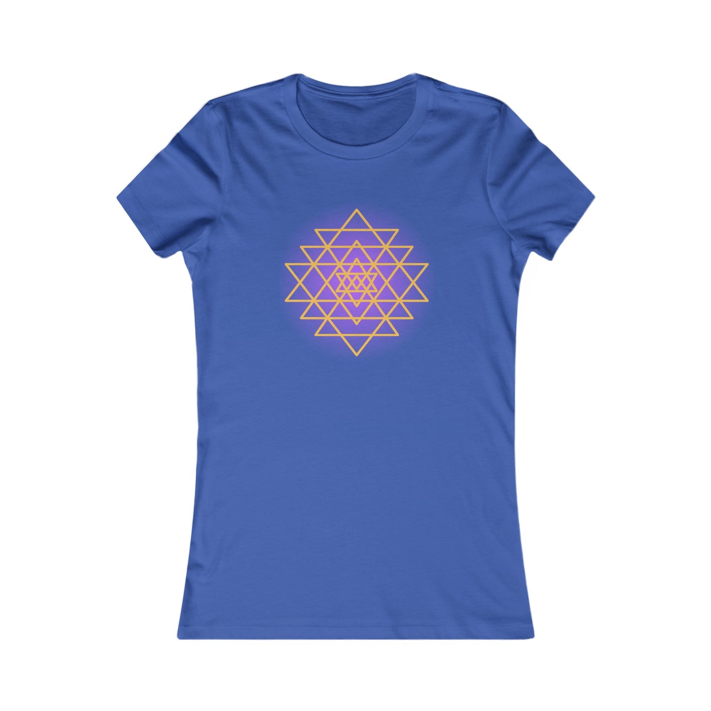 Sacred Geometry Sri Yantra -Purple Glow - Shree Yantra, Shri Chakra, Nava Chakra Shirt, Yoga Tees, Yoga Graphic T-shirt, Ladies Cut Graphic Tees