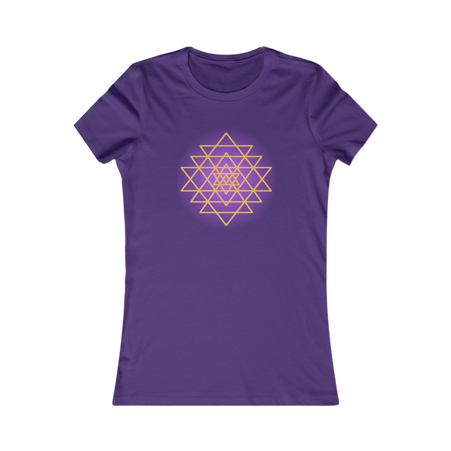 Sacred Geometry Sri Yantra -Purple Glow - Shree Yantra, Shri Chakra, Nava Chakra Shirt, Yoga Tees, Yoga Graphic T-shirt, Ladies Cut Graphic Tees