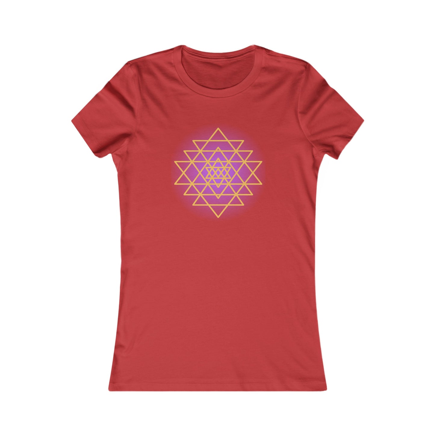Sacred Geometry Sri Yantra -Purple Glow - Shree Yantra, Shri Chakra, Nava Chakra Shirt, Yoga Tees, Yoga Graphic T-shirt, Ladies Cut Graphic Tees