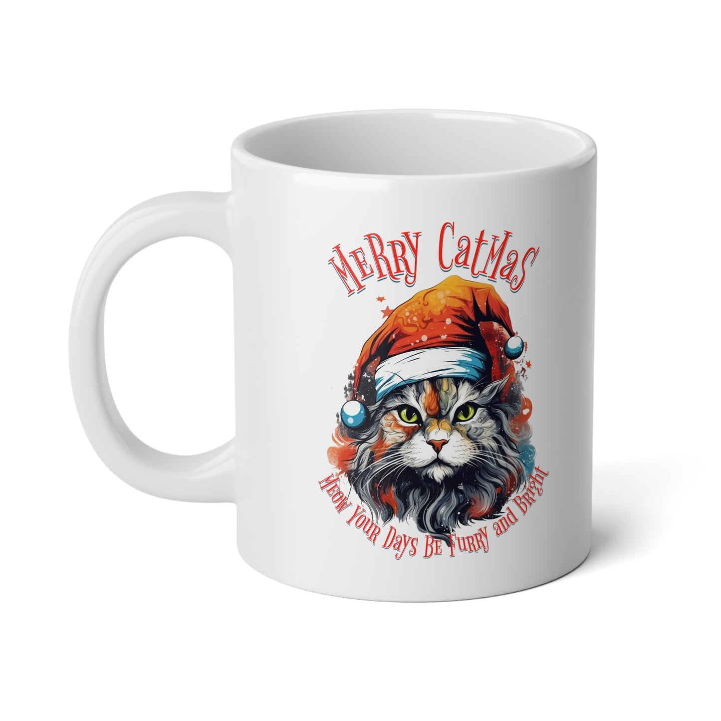 Merry Catmas Mug, Cat Lovers Christmas Cat Gift, Cat Gift Mug, Jumbo 20 oz Mug XL Size Mug