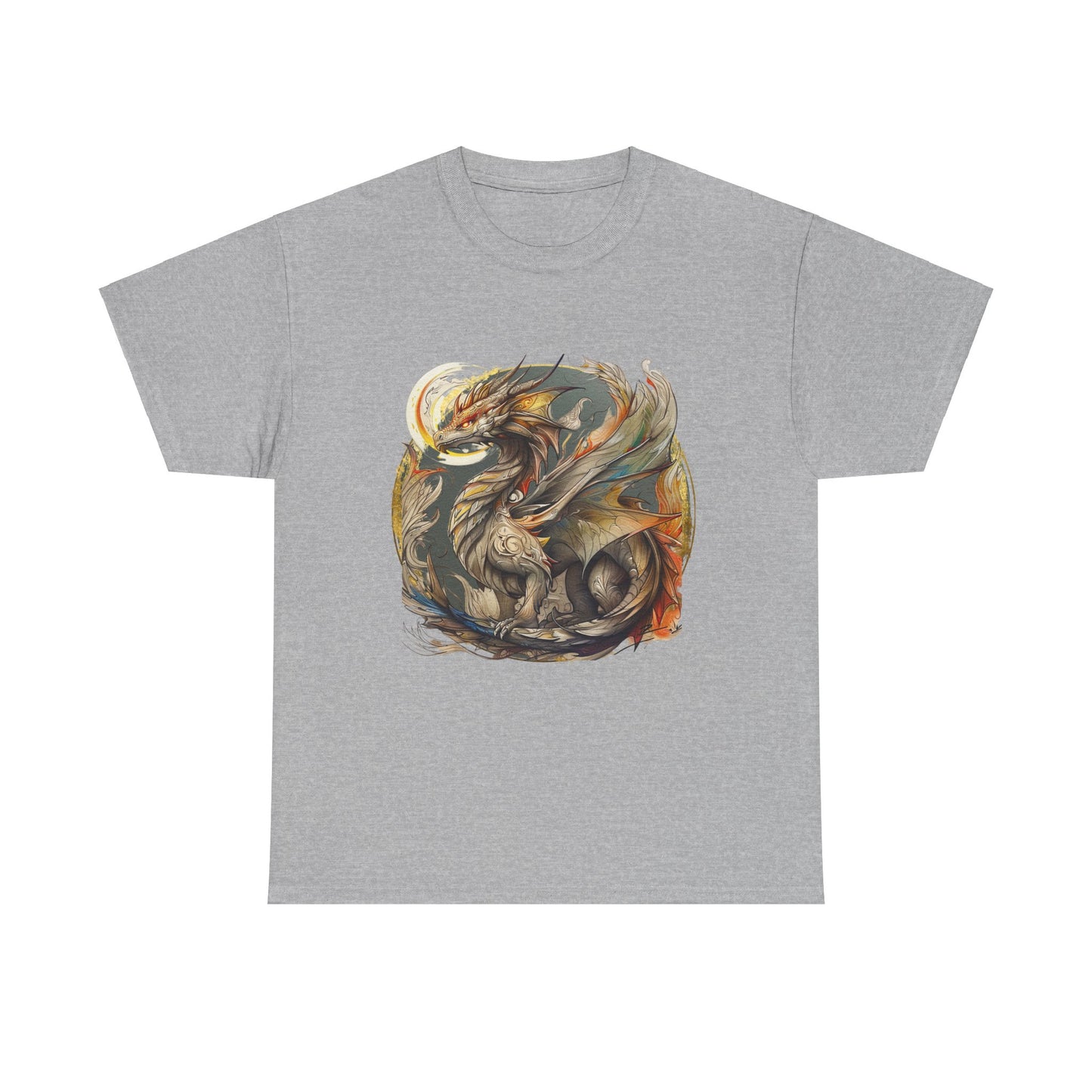 Flying Dragon Graphic Tee - Dragons and Ancestors - Dragon Lovers Unisex Heavy Cotton Tee T-Shirt