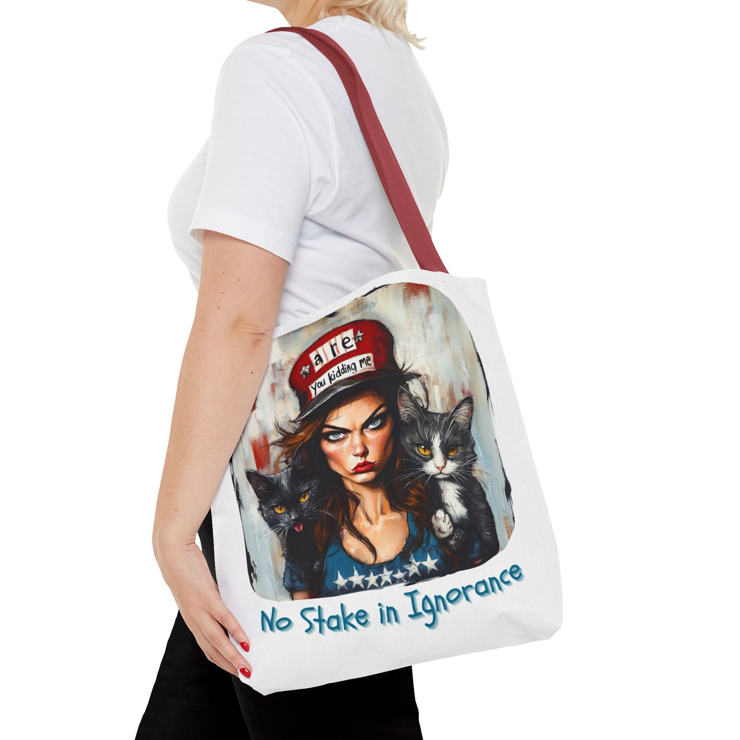 "No Stake In Ignorance" Childless Cat Lady - Childless Cat Lady Tote Bag (AOP)