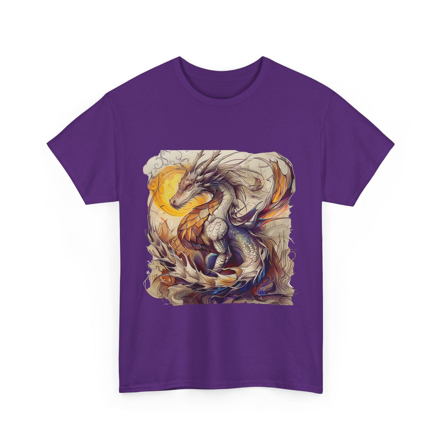 White Light Dragon Graphic Tee - Dragon T-shirt - Dragon Lovers Unisex Heavy Cotton Tee T-Shirt