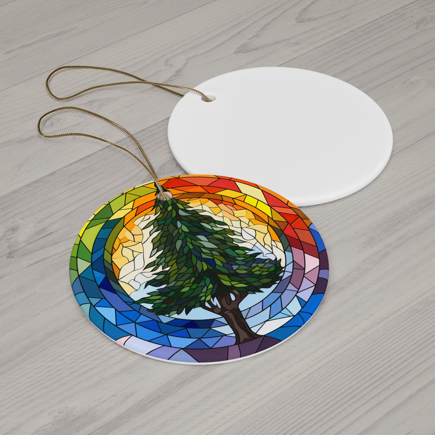 Christmas Tree, Rainbow & Pride Colors,Stained Glass Style Ceramic Christmas Ornament, Gay Pride Gift, Ornament