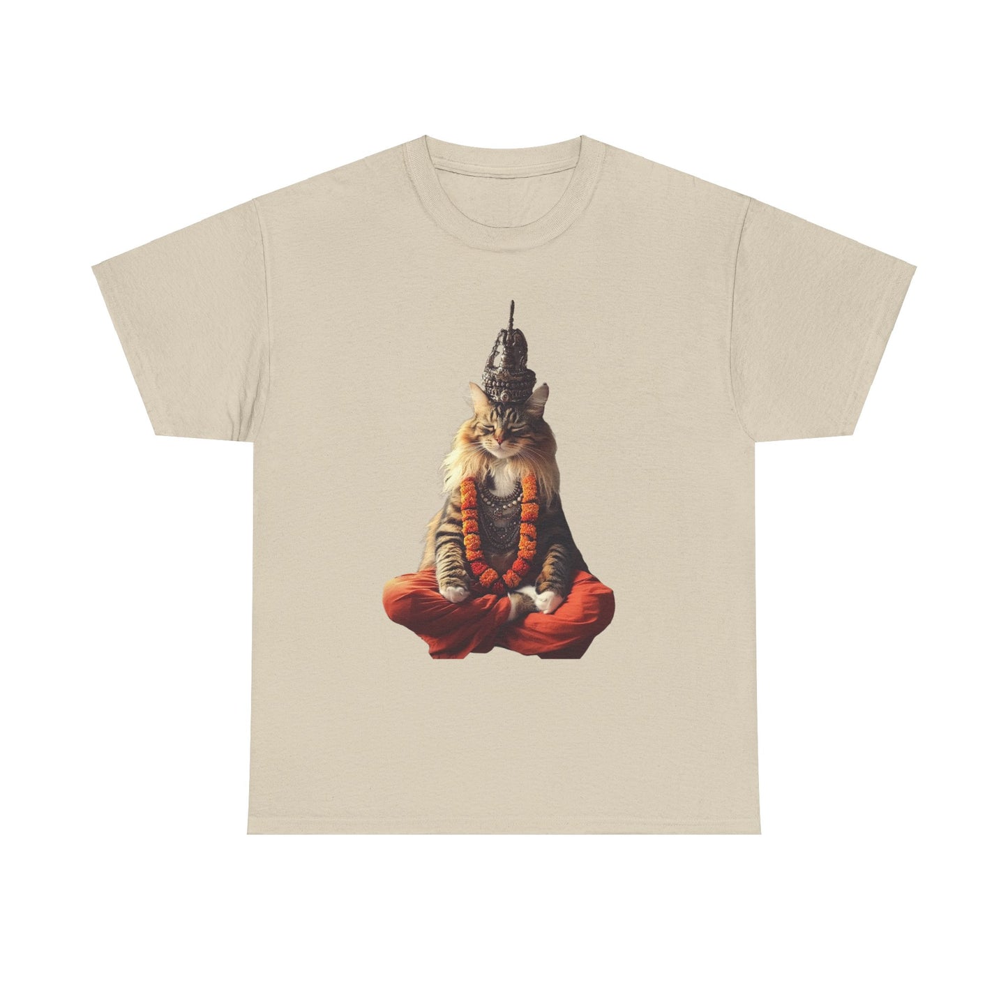 Meditating Yogi Cat, (V2) Guruji Cat, Cat Gift Unisex Heavy Cotton Tee T-Shirt