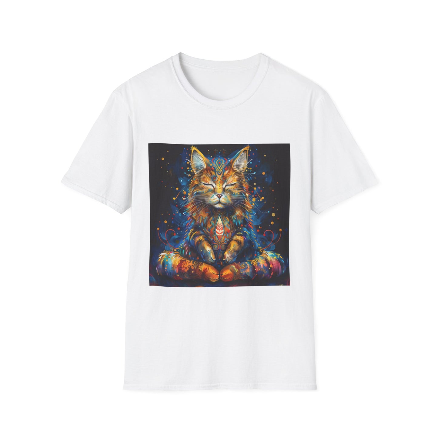 Zen Cat, Chill - Meditating Cat Shirt, Cat Lover's Graphic Tee Graphic Unisex T- Shirt, T-Shirt Cat Lovers Gift Softstyle T-Shirt Tee Teeshirt Stylized Cat