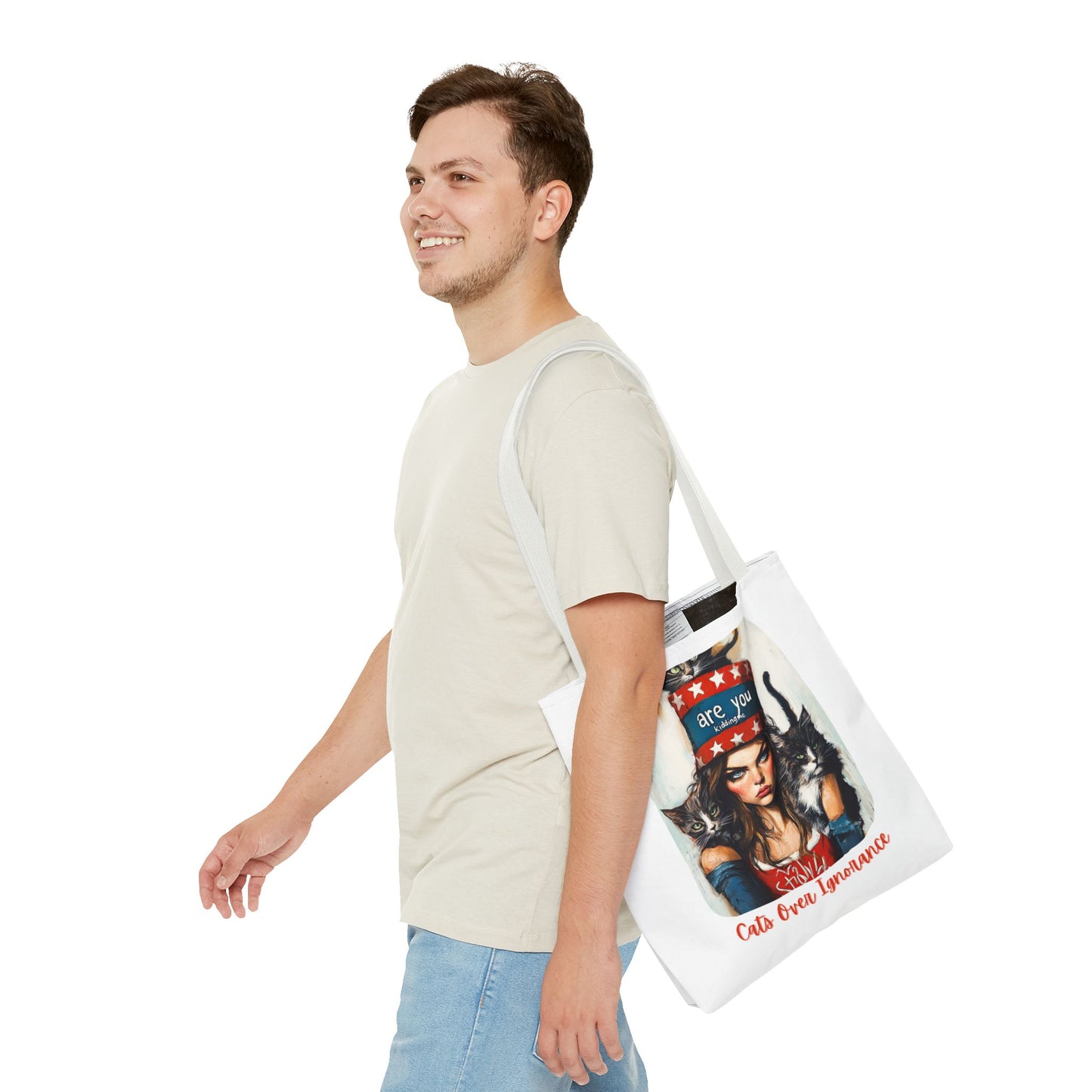 "Cats Over Ignorance" Childless Cat Lady Tote Bag (AOP)