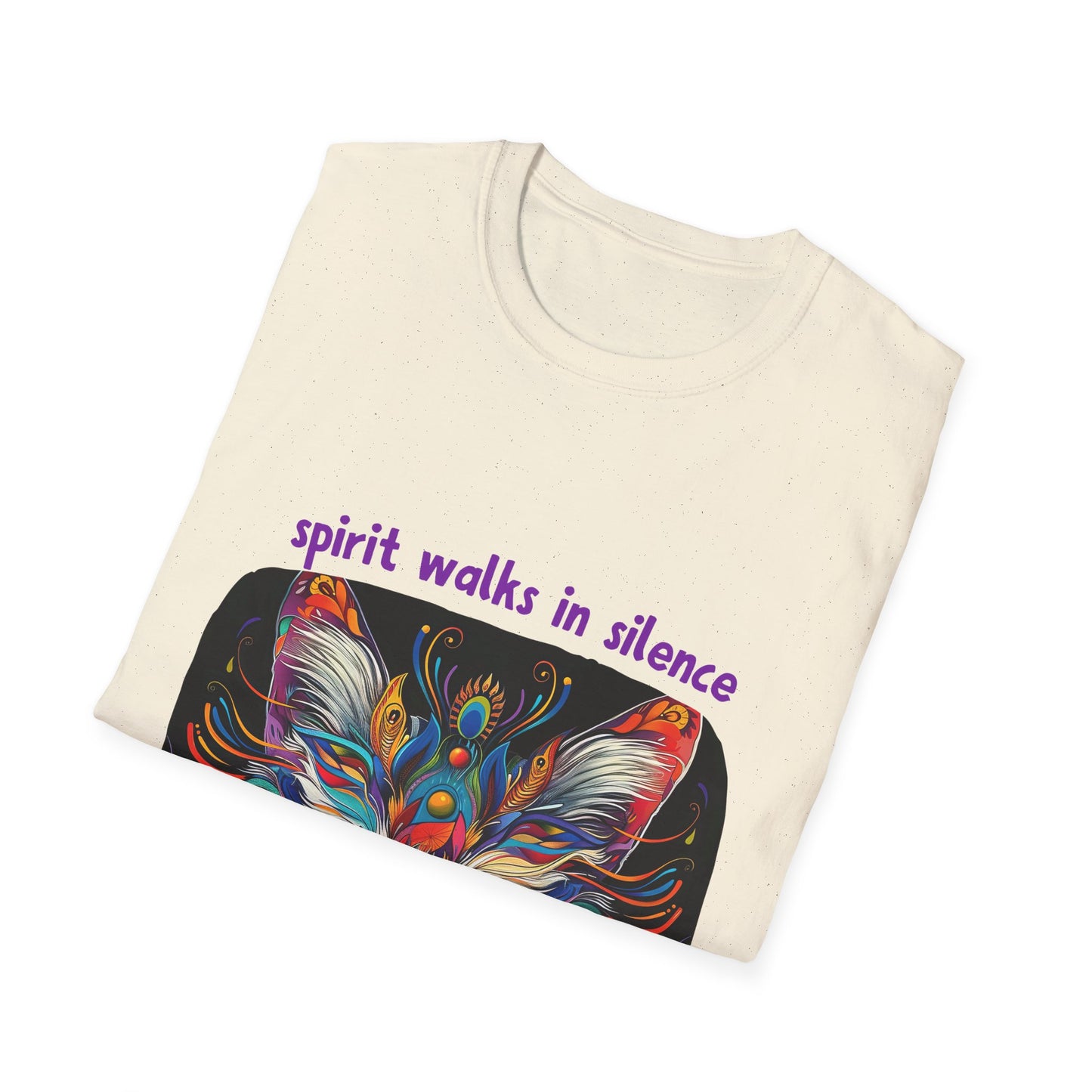 Spirit Walks in Silence, Wind Carries its Song - Shaman Graphic Cat Tee, Cat Lover's Graphic Tee Graphic Unisex T- Shirt, T-Shirt Cat Lovers Gift Softstyle T-Shirt Tee Teeshirt Stylized Cat
