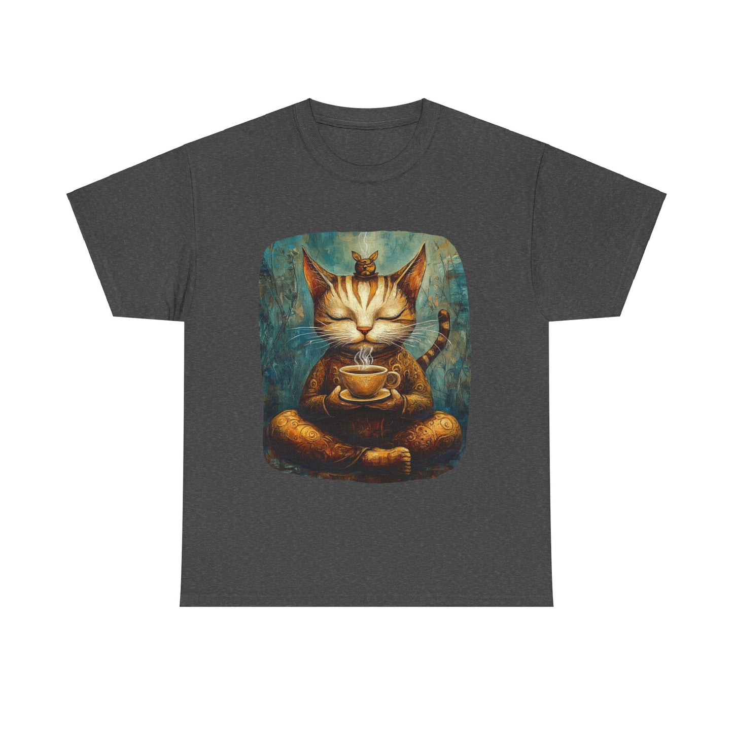 Coffee Cat (Ver 5) - Cats and Coffee , Tea Shirt - T-shirt Coffee Lover - Cat Lover Unisex Heavy Cotton Tee T-Shirt