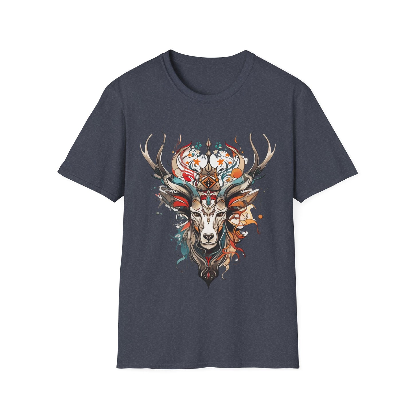 Tribal Reindeer Deer, Buck, Reindeer, Deer Medicine Shirt Mens Woman's Unisex Shirt, Softstyle T-Shirt Tee Teeshirt