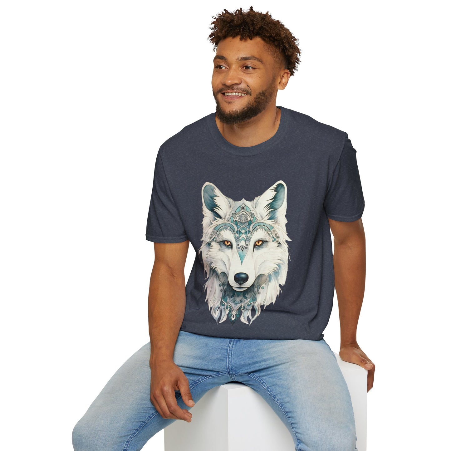 Snow Wolf, White Wolf Shirt, Lone Wolf Gift Unisex Tee Shirt, T-Shirt Wolf Totem Spirit Medicine Softstyle T-Shirt Tee Teeshirt