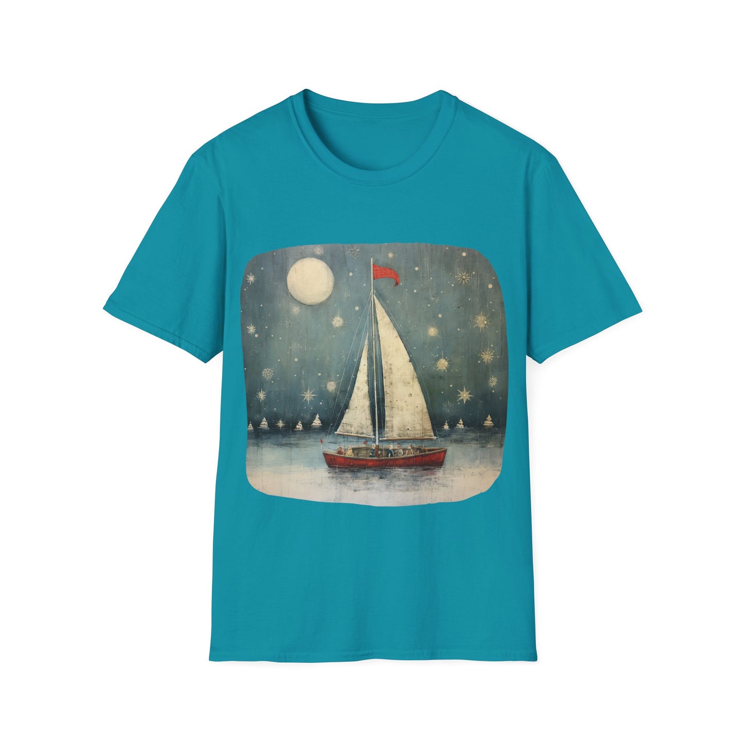 Christmas Nautical, Sailing Lover's Christmas Gift Unisex Tee Shirt, T-Shirt Sailing Gift Softstyle T-Shirt Tee Teeshirt Nautical Florida