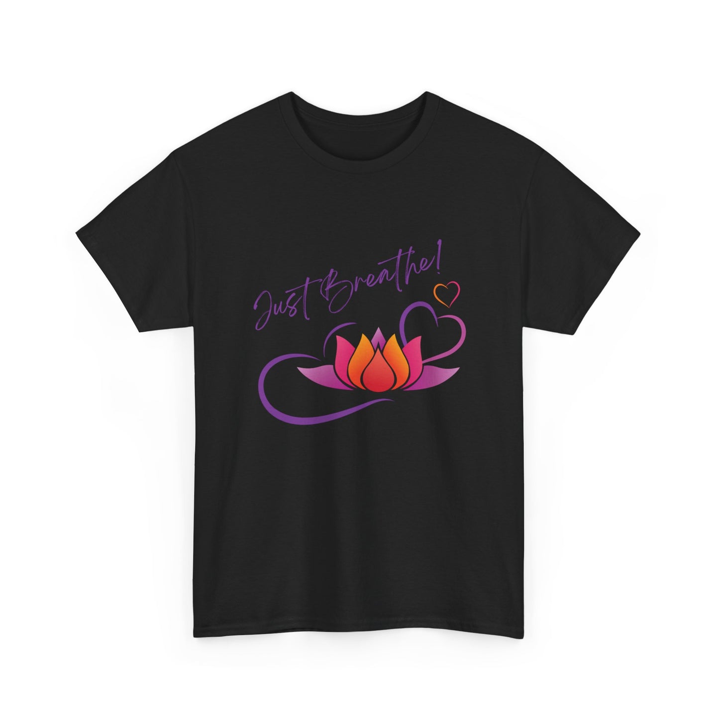 Just Breathe! Lotus Flower Hearts Tee shirt, Graphic Tees, Yoga Wear, Zen, Spiritual, Meditation Gifts Unisex Heavy Cotton Graphic Tee T-Shirt