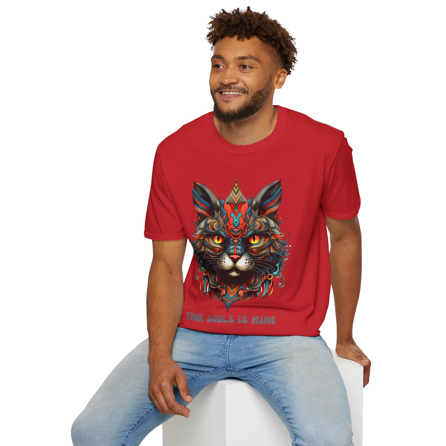 Your Soul is Mine Cat Lover's Unisex Tee Shirt, T-Shirt Cat Lovers Gift Softstyle T-Shirt Tee Teeshirt Stylized Exotic Cat