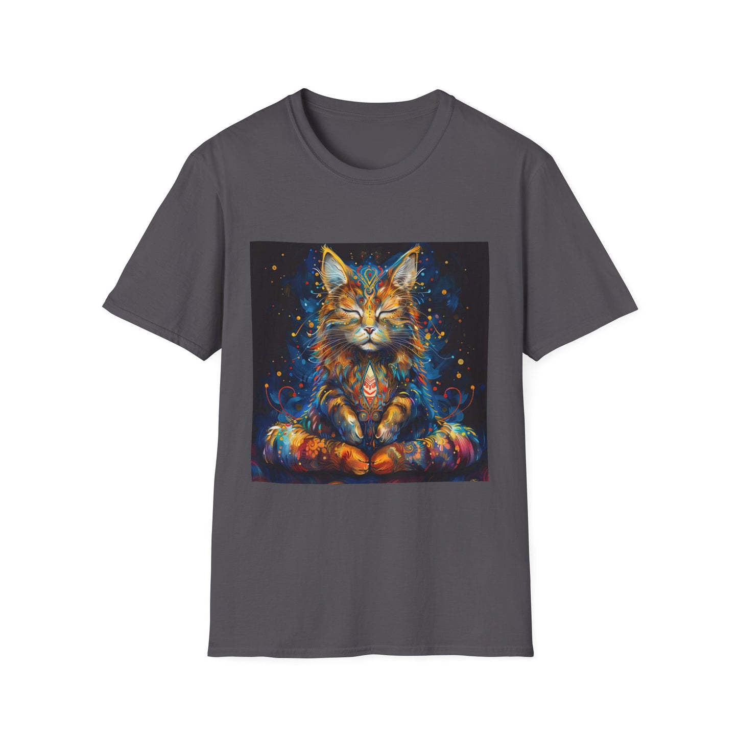 Zen Cat, Chill - Meditating Cat Shirt, Cat Lover's Graphic Tee Graphic Unisex T- Shirt, T-Shirt Cat Lovers Gift Softstyle T-Shirt Tee Teeshirt Stylized Cat