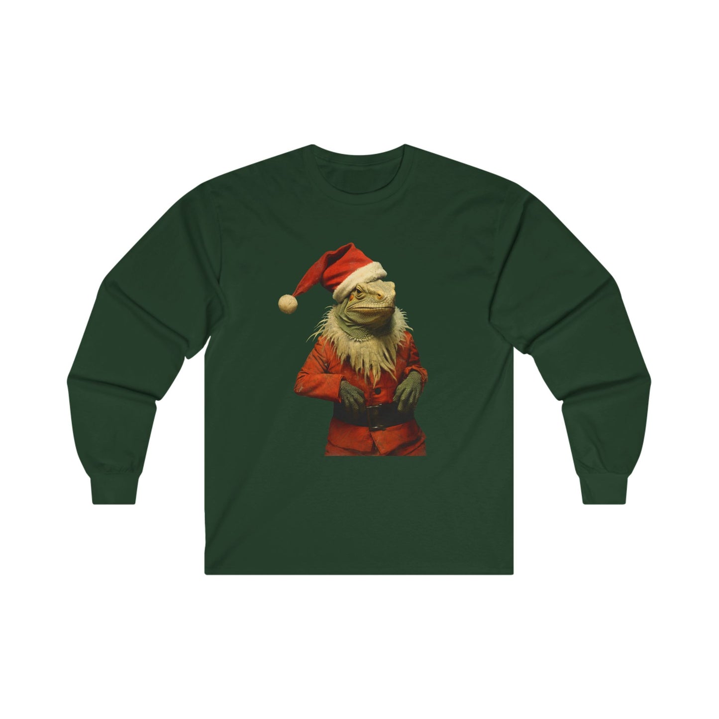 Iguana Christmas - Reptile Dragon in Christmas Santa Suit, Long Sleeve T-shirt Ultra Cotton Long Sleeve Tee t Gift Holiday Fun
