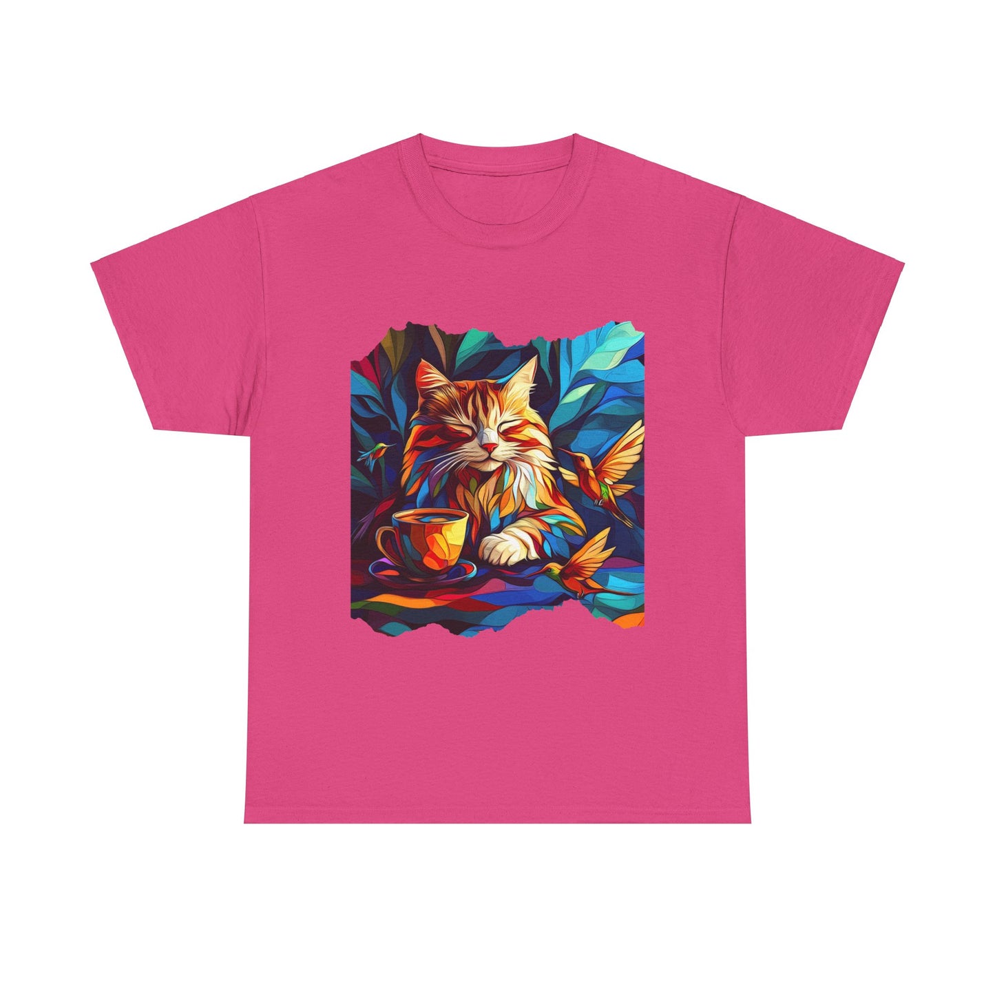 Coffee Cat - (V4) Cats and Coffee , Tea Shirt - T-shirt Coffee Lover - Cat Lover Unisex Heavy Cotton Tee T-Shirt