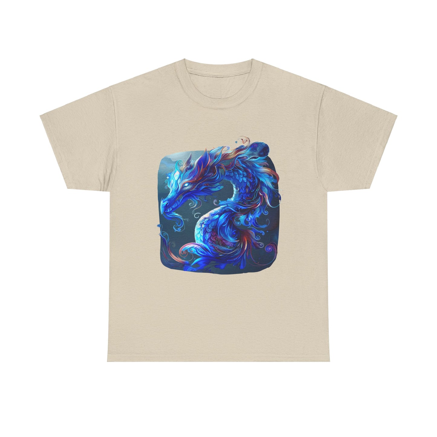 Blue Water Dragon Graphic Tee - Dragons T-shirt - Dragon Lovers Unisex Heavy Cotton Tee T-Shirt