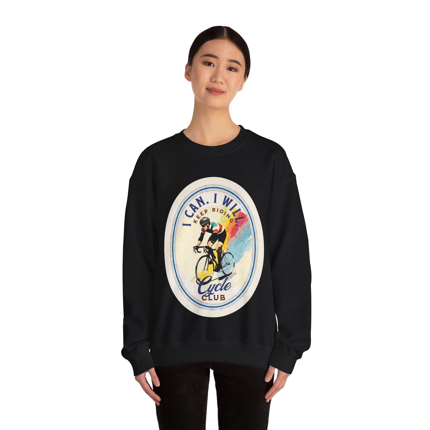 Cycle Club. I Can I Will Bicycle Gift Cycling Lovers Gift - Inspirational Unisex Long Sleeve Jersey Cotton Shirt Mens Women's Sweatshirt Sweat Shirt