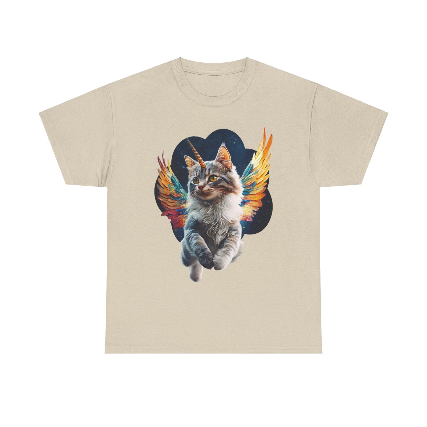 Unicorn Angel Cat, Cat Memorial Unicorn Angel Cat with Angel Wings Graphic Tee- Cat Gift Unisex Heavy Cotton Tee T-Shirt