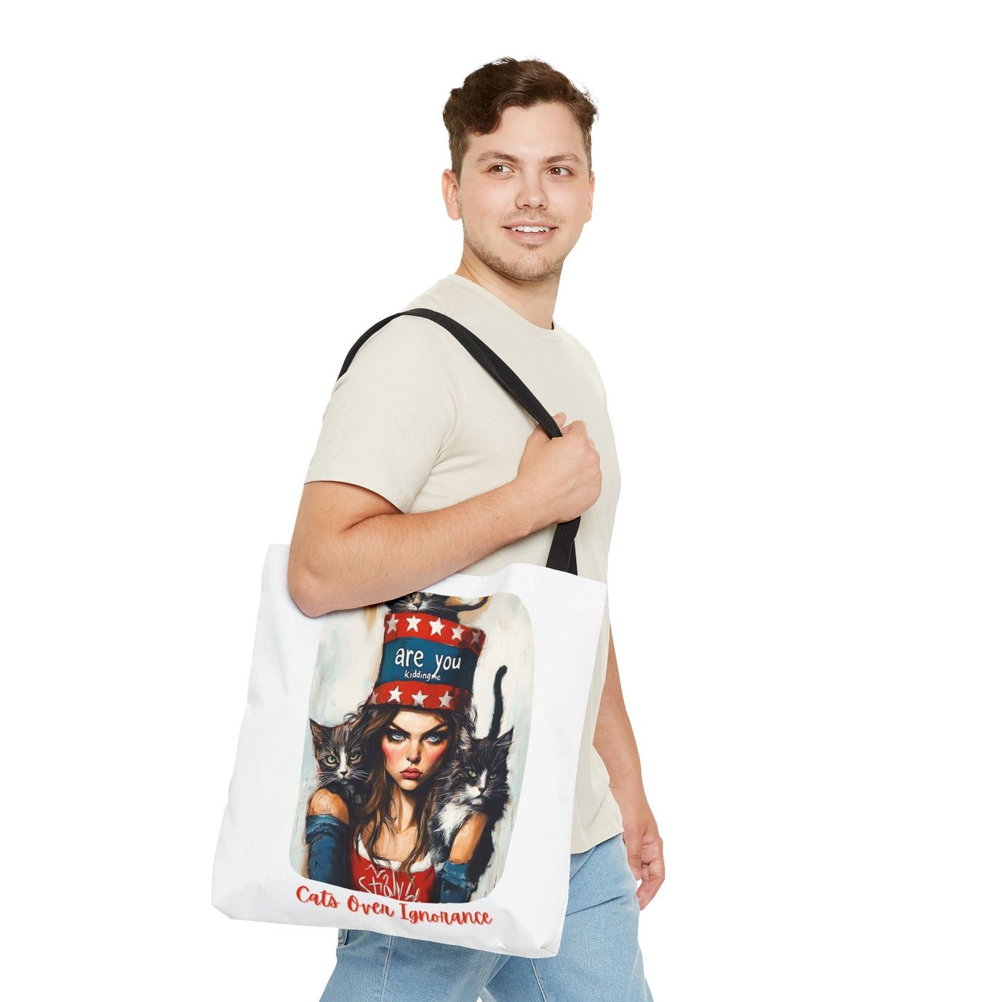 "Cats Over Ignorance" Childless Cat Lady Tote Bag (AOP)