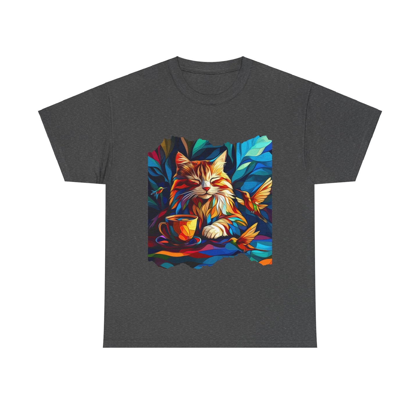 Coffee Cat - (V4) Cats and Coffee , Tea Shirt - T-shirt Coffee Lover - Cat Lover Unisex Heavy Cotton Tee T-Shirt