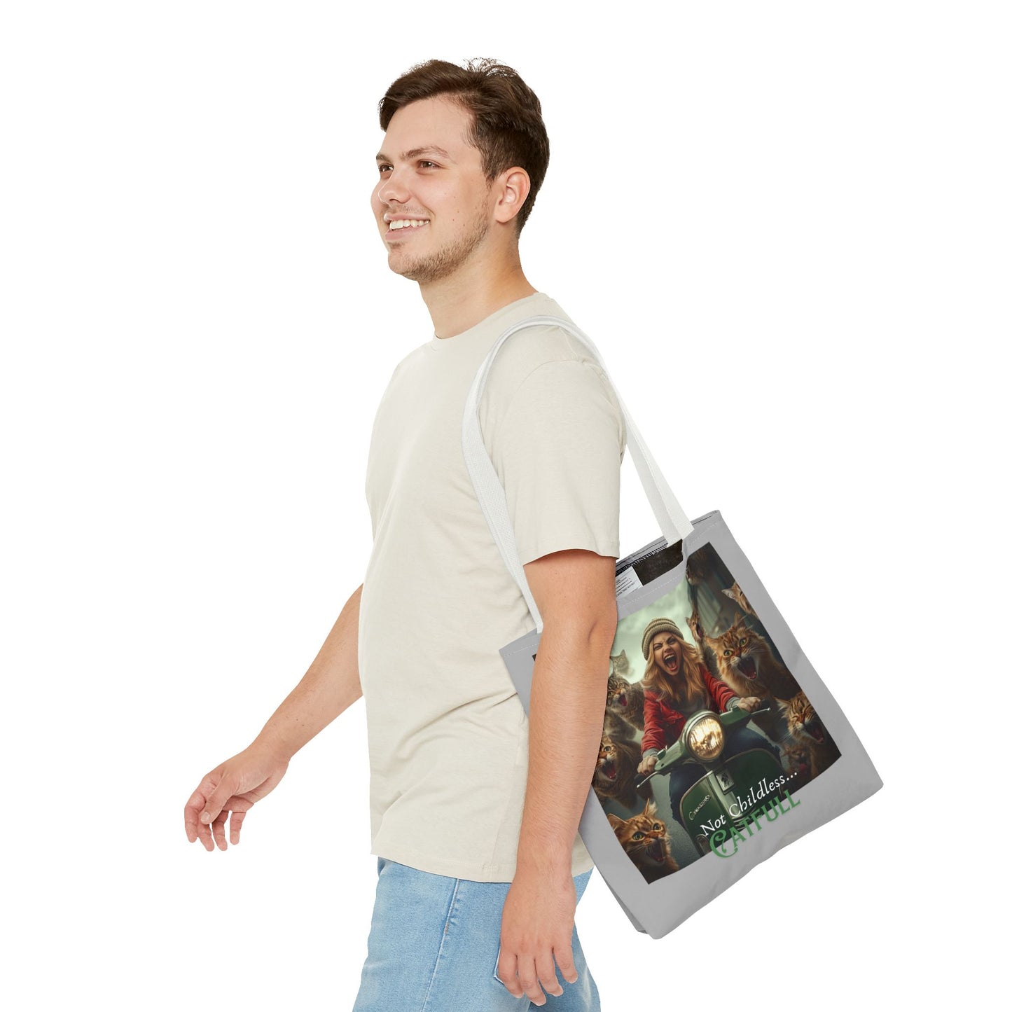 "Not Childless... Catfull" Cat Lady Tote Bag Childless Cat Lady Tote Bag (AOP)